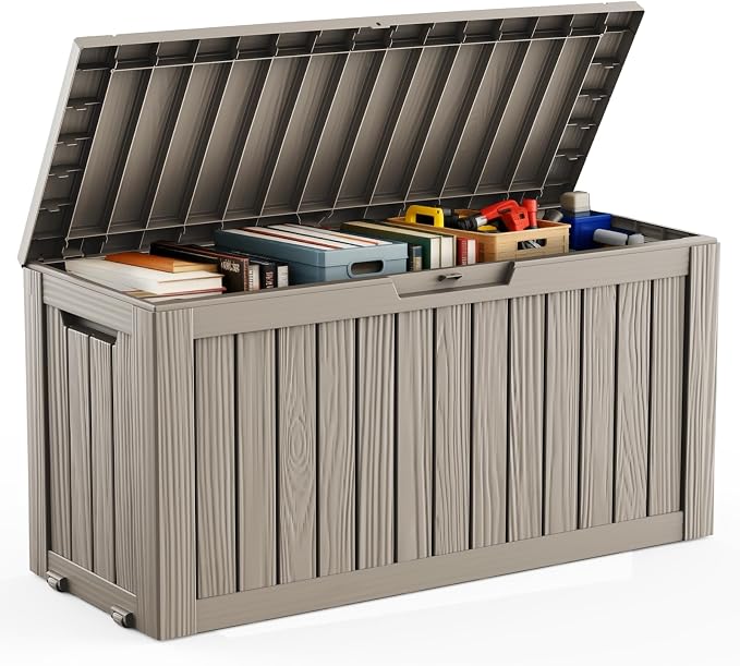 DRATO 75 Gallon Deck Box, Waterproof Resin Large Outdoor Storgae Box by DRATOprovidesawarmandcozy