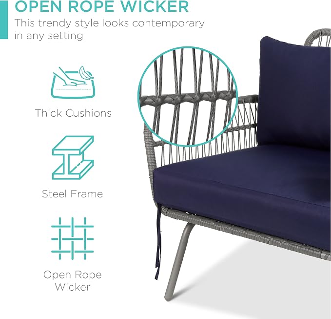 Best Choice Products Outdoor Rope Woven Sectional Patio Furniture L-Shaped - Image 3