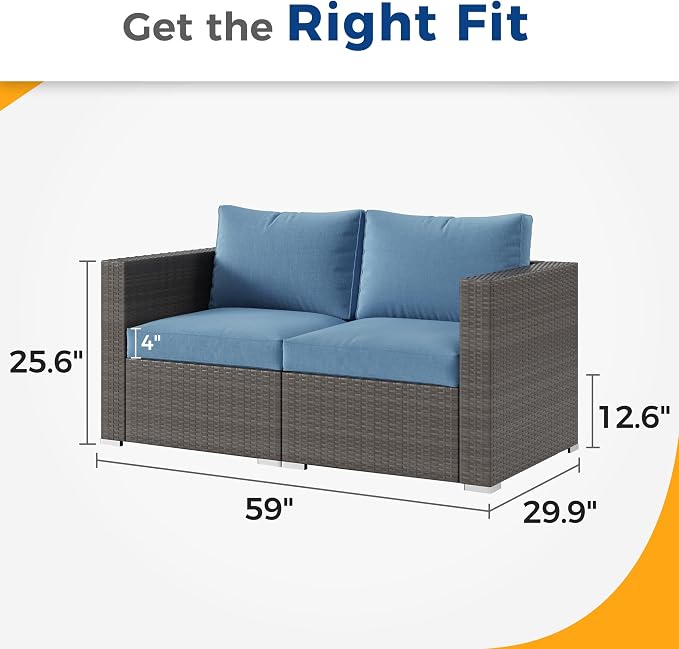 Wisteria Lane 2 Piece Patio Furniture Set of 2 Seats, Outdoor Wicker Patio - Image 3