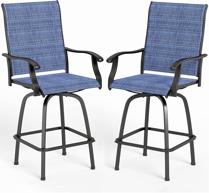 MFSTUDIO Outdoor Bar Stools Set of 2, Swivel Bar Height Patio Chairs Outdoor by MFSTUDIO