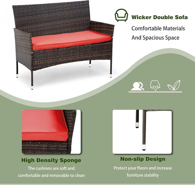 PayLessHere Outdoor Furniture Set 4 Pcs Modular Patio Furniture Set Water - Image 5