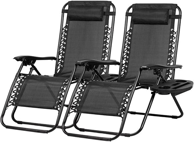 Nazhura Set of 2 Relaxing Recliners Patio Chairs Adjustable Steel Mesh Zero by NazhuraGoodCompanionAtHome