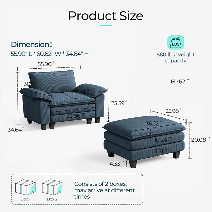 LINSY HOME Cloud Sofa Accent Chair - Image 2