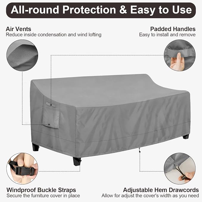 PureFit Outdoor Couch Cover Waterproof Patio Sofa Furniture Covers, 4-Seater - Image 5