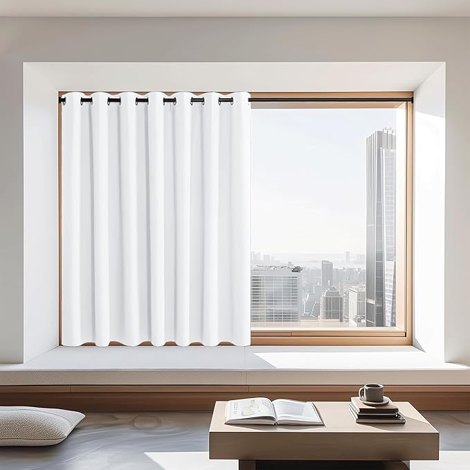 NICETOWN White Blackout Curtains 72 inches Long, Grommet Privacy Window by NICETOWN