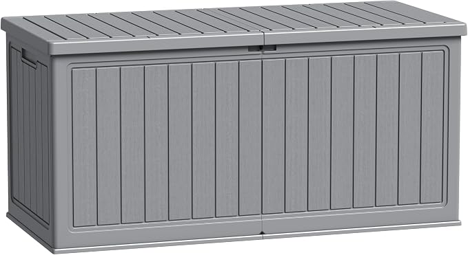 Flamaker Resin Deck Box 270 Gallon, Waterproof Imitation-Wood Lockable Storage by Flamaker