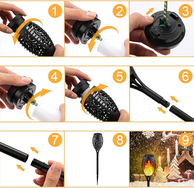 Kurifier 12Pack Flickering Flame Solar Torch Lights - Image 7