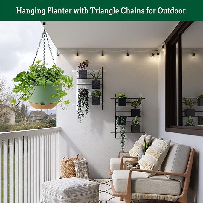 Hanging Planter Self Watering 10 Inch, 2 Pack Indoor Outdoor Hanging Baskets - Image 4