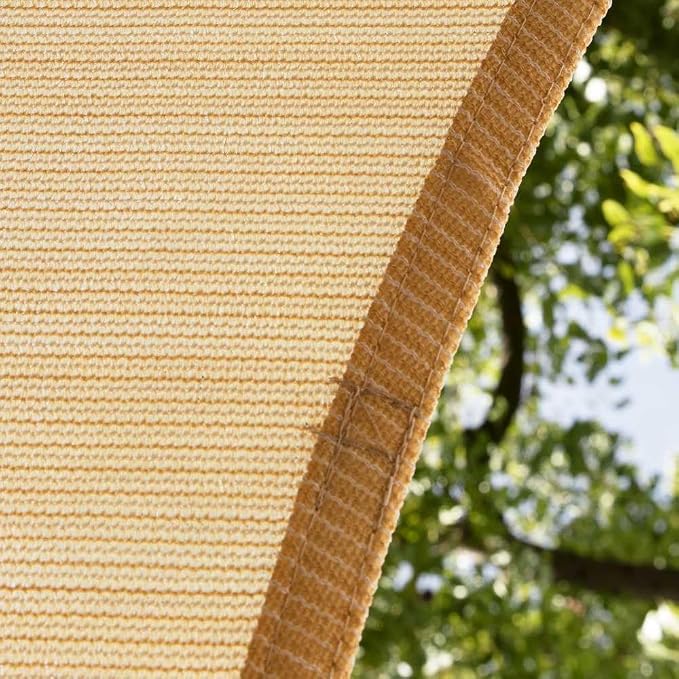 Amgo Custom Size 14' x 18' x 22.8' Beige Right Triangle Sun Shade Sail UPF50+ - Image 9