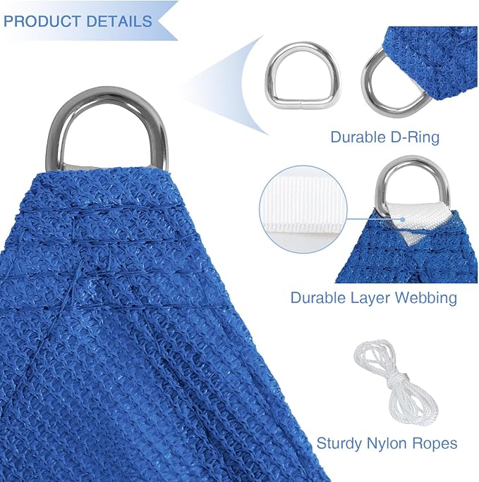 E&K Sunrise 21' x 21' x 21' Sun Shade Sail Triangle Canopy Shade Cover UV Block - Image 4