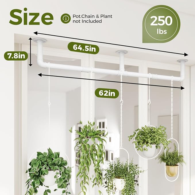 Bamworld Window Plant Hanger Indoor 63in 2PCS Hanging Planters - Image 2