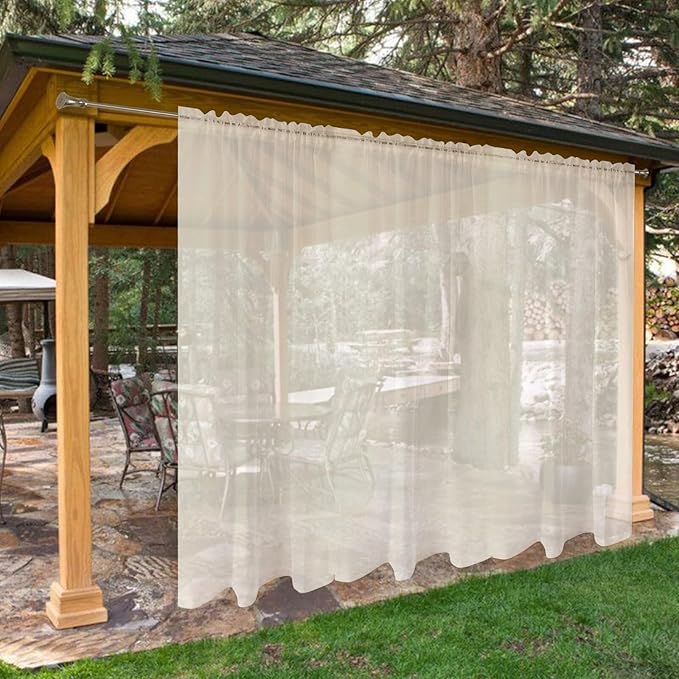 SpaceDresser Waterproof Outdoor Sheer Curtains by SpaceDresser