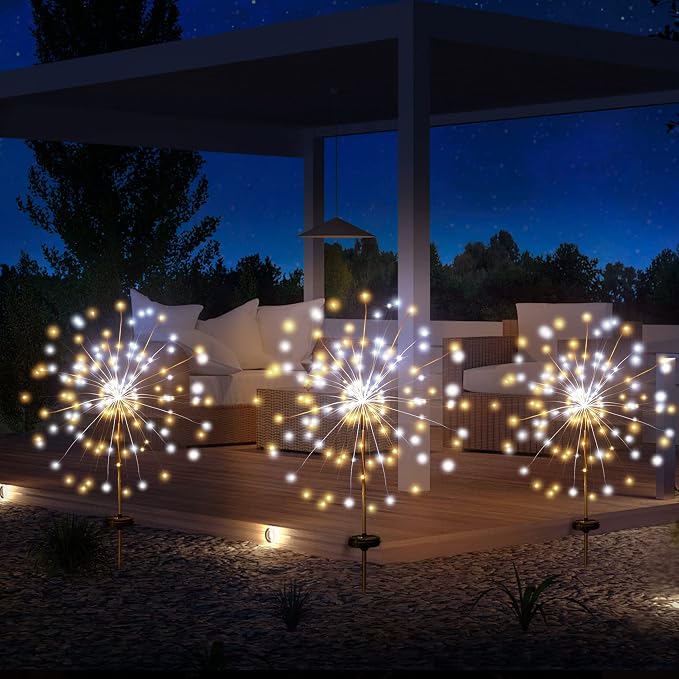 JJGoo Solar Firework Lights, 2 Pack 120 LEDs 2 Lighting Modes Solar Garden - Image 6