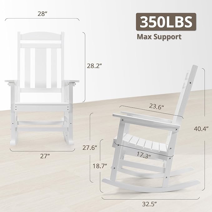 LUE BONA Outdoor Rocking Chairs Set of 2, Weather Resistant HDPS Poly Rocker - Image 2