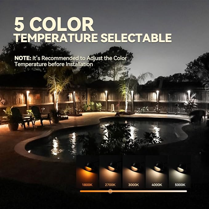 LEONLITE 12-Pack Update 5CCT LED Low Voltage Deck Lights, 180LM 3.5inch - Image 2