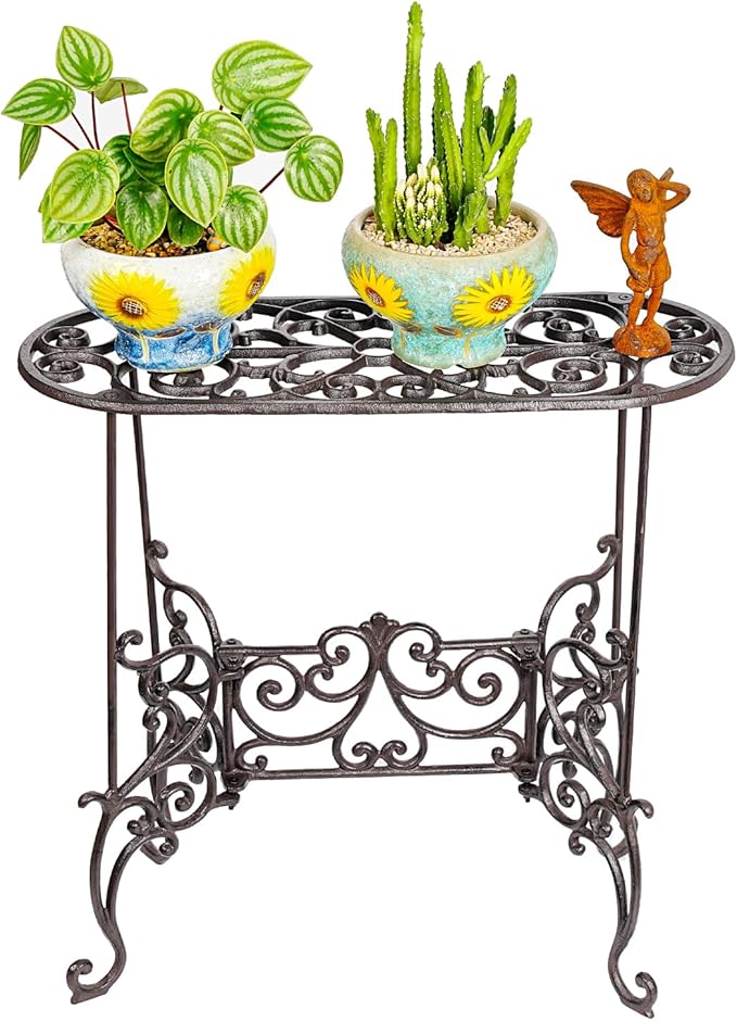 Sungmor Heavy Duty Cast Iron Potted Plant Stand Garden Table - Image 5