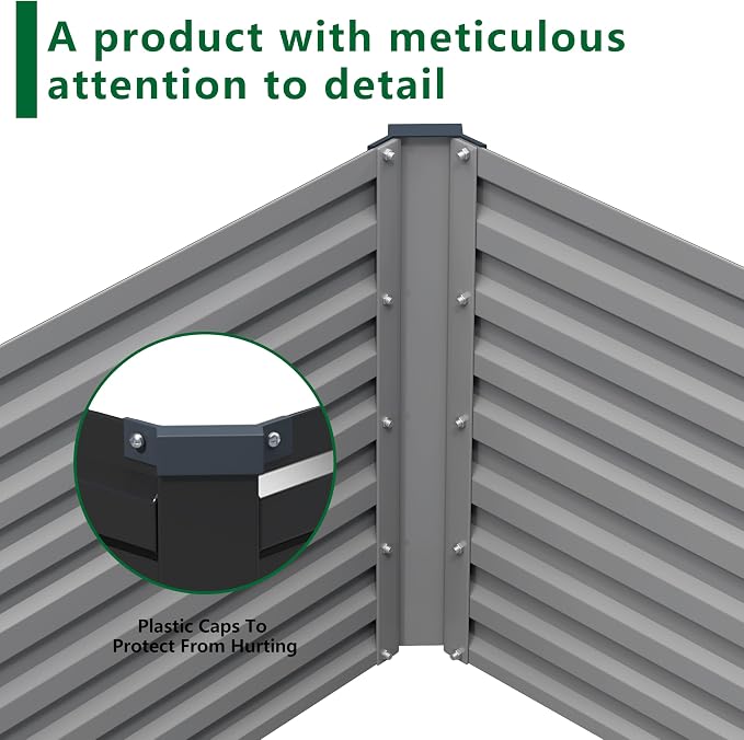 12x4x2FT Galvanized Raised Garden Bed Kit, Vegetable Plant Boxes-Rectangle - Image 6