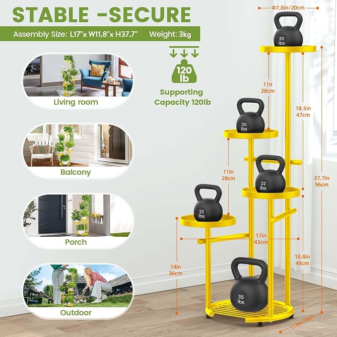 TOSKING 5 Tier Metal Plant Stand Indoor， Plant Shelf, Corner Shelf Flower Pot - Image 4