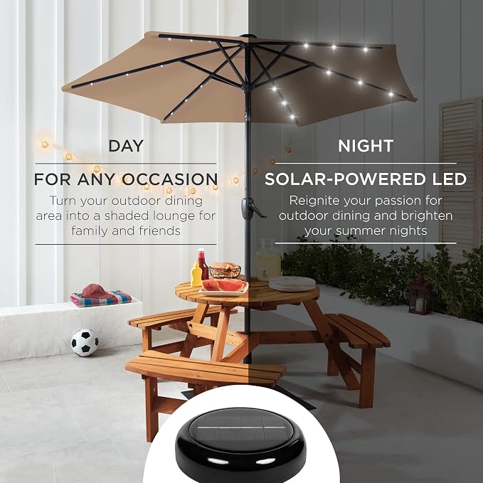 Best Choice Products 7.5ft Outdoor Solar Market Table Patio Umbrella - Image 3