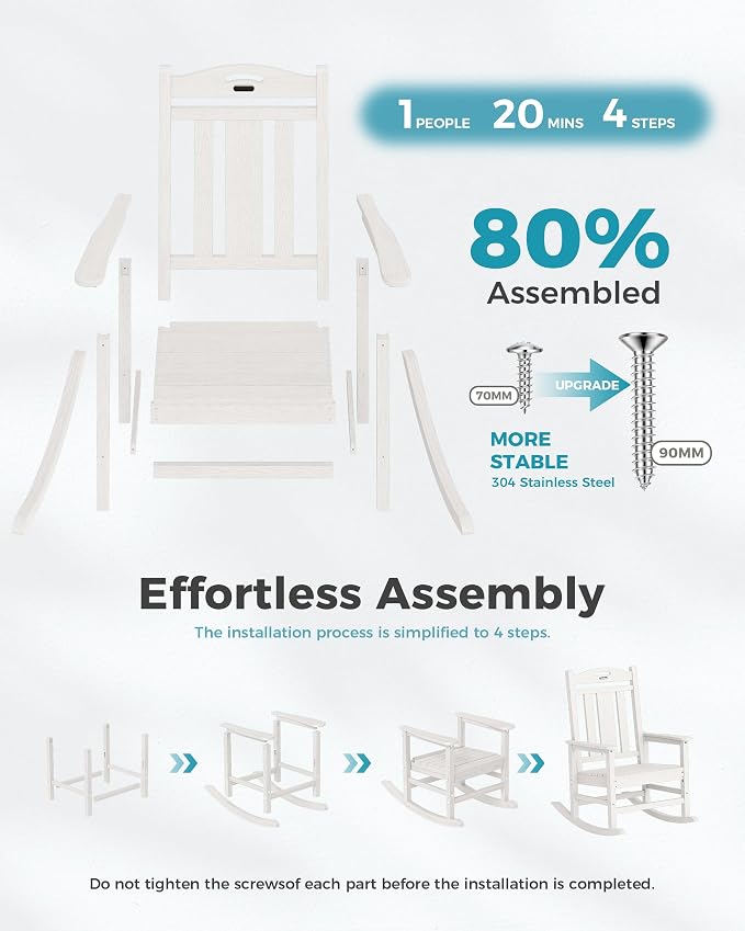 Ciokea Oversized Outdoor Rocking Chairs Set of 2, 380lbs Heavy-Duty Large Patio - Image 9