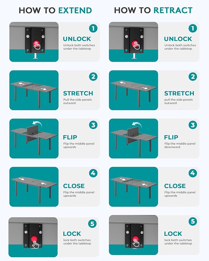 SERWALL 7-Piece Patio Dining Sets, All Weather HDPE Patio Furniture Set - Image 8