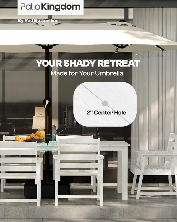 7-Piece White Outdoor Dining Set - Image 3