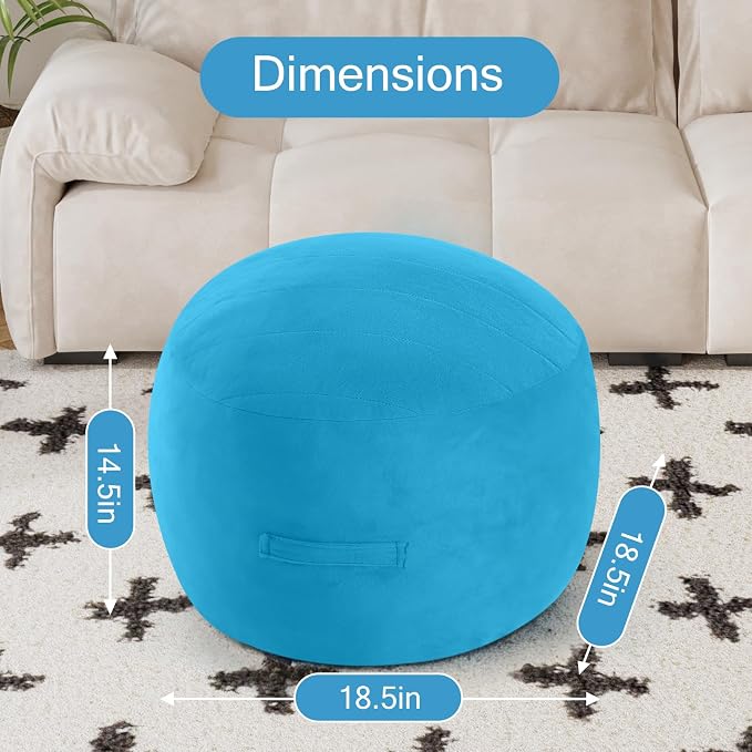 MeMoreCool Round Stuffed Pouf Ottoman Foot Rest, Floor Pouf Foot Stool - Image 2