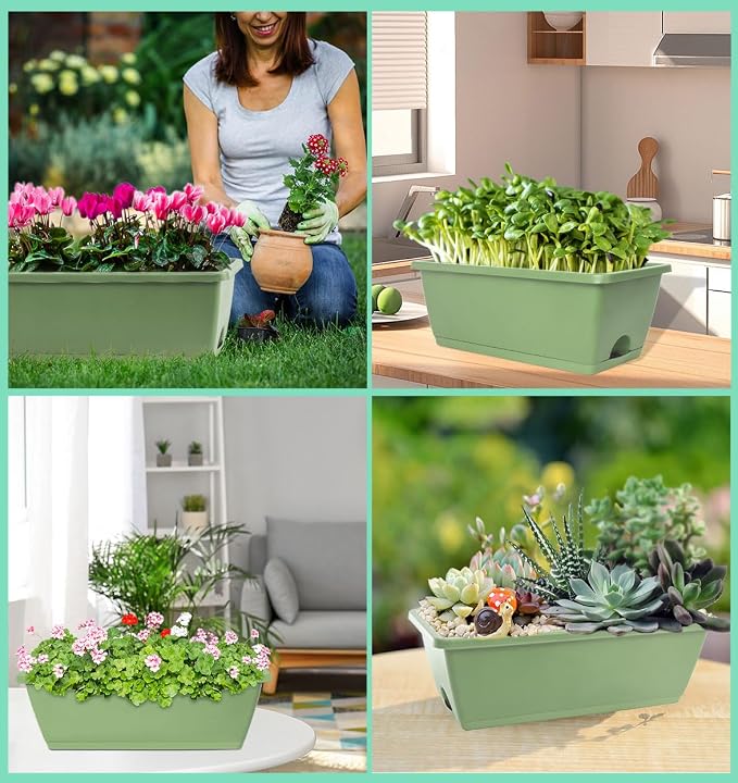 Window Box Planter, 7 Pack Plastic Vegetable Flower Planters Boxes 17 Inches - Image 7