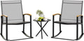 Shintenchi 3 Piece Outdoor Rocking Bistro Set, Textilene Fabric Small Patio by Shintenchi