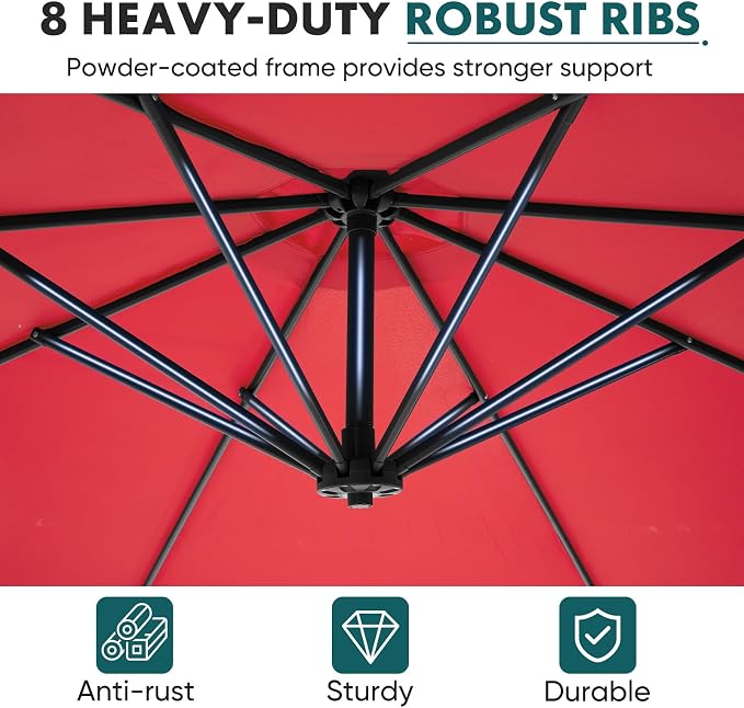 OLIXIS Offset Patio Umbrella, 9.7FT Cantilever Table Umbrellas - Image 4