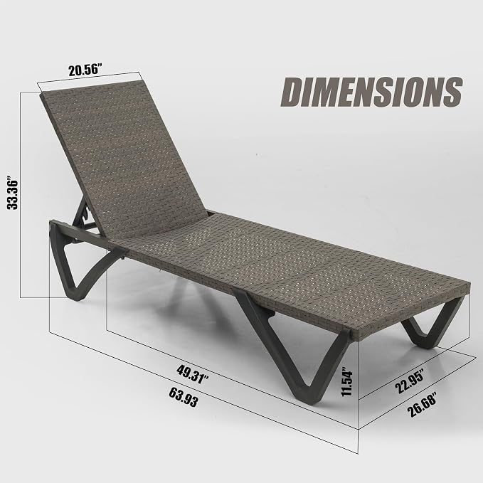 Domi Pool Lounge Chairs Set of 2, Wicker Adjustable Outdoor Chaise Lounge - Image 2