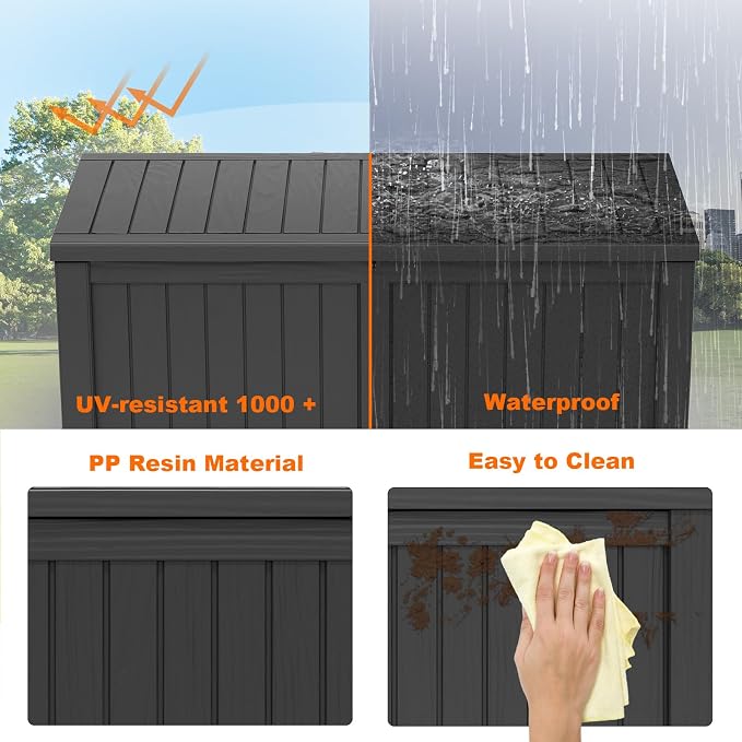 120 Gallon Resin Deck Box, Lockable Patio Outdoor Storage Box - Image 6
