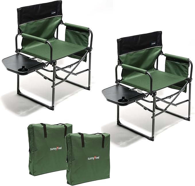 SUNNYFEEL Camping Directors Chair, Heavy Duty, Oversized Portable Folding Chair by SunnyFeelCamping