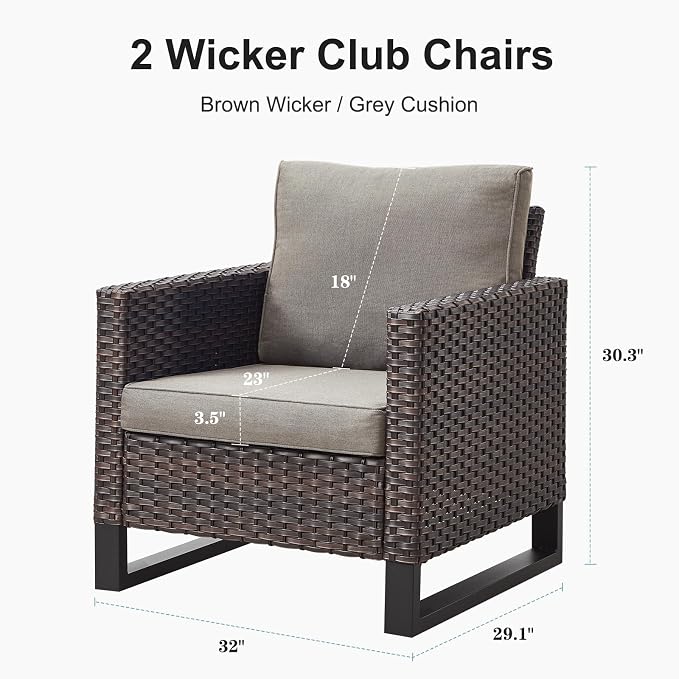 Belord Oversize Patio Chairs Set of 2 Outdoor Wicker Dining Chairs, All-Weather - Image 2
