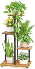 LASZOLA Black 4 Tiered Wood Plant Stand Indoor by LASZOLA