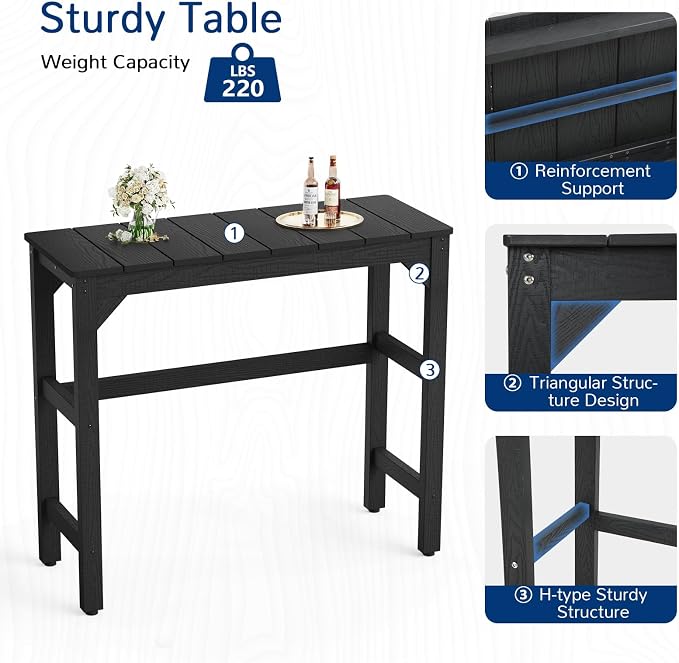 3 Piece Outdoor Bar Set, Poolside and Bistro, Weatherproof - Image 6