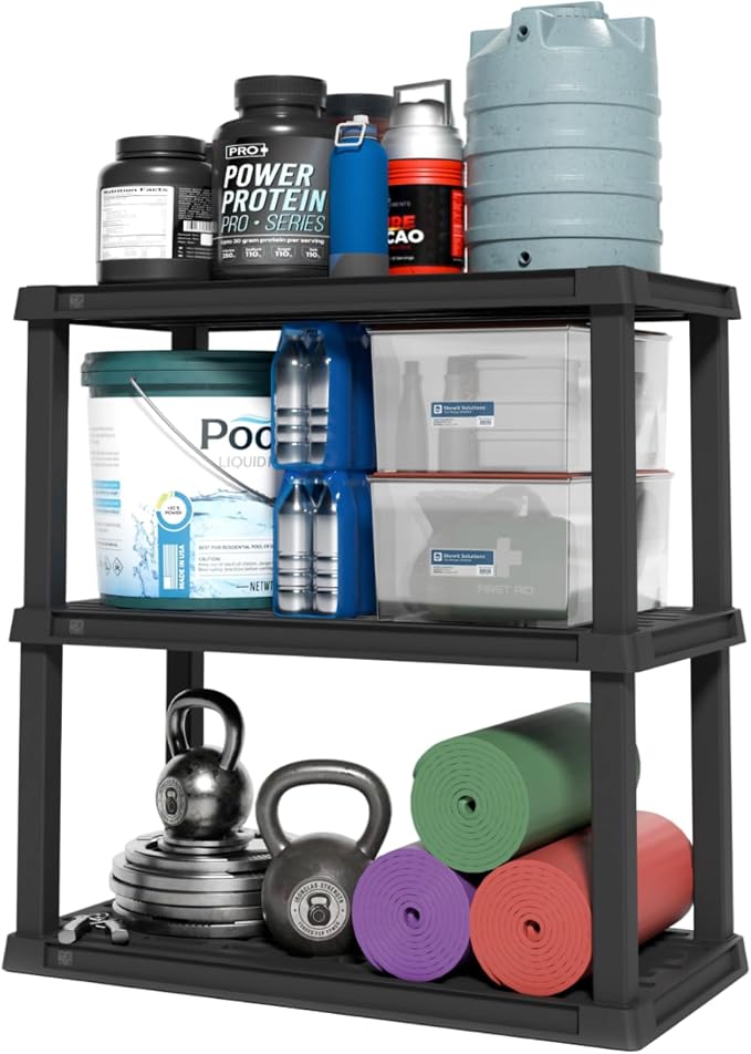 IRIS USA 3-Shelf Heavy Duty Plastic Storage Shelves, 450lb Capacity, Large by IRISUSA