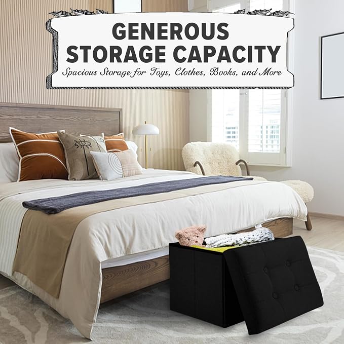 LINMAGCO Storage Ottoman Folding Foot Stool Foot Rest - Image 5
