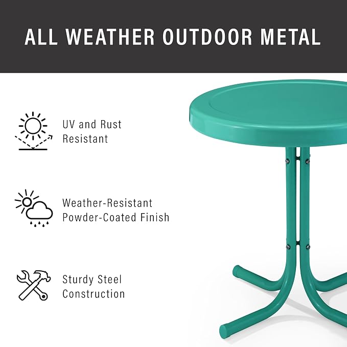 Crosley Furniture Griffith Weather Resistant Retro Metal Outdoor Side Table - Image 5