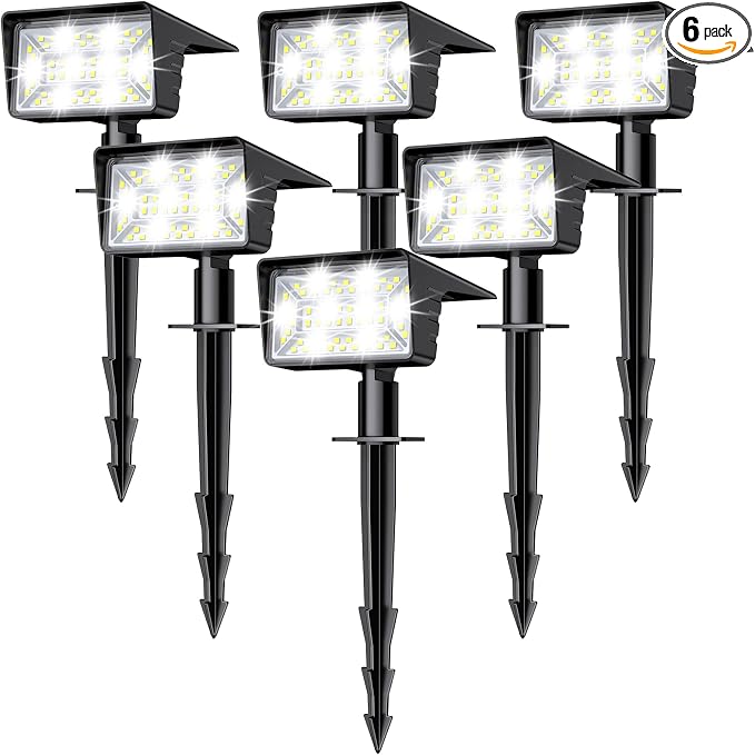 Solar Spot Lights Outdoor with 60 LED & Auto On/Off, 6 Pack Solar Lights by Unknown