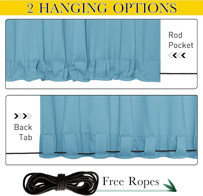 NICETOWN 2 Panels Gazebo Curtains Outdoor Waterproof & Windproof, Top and - Image 8