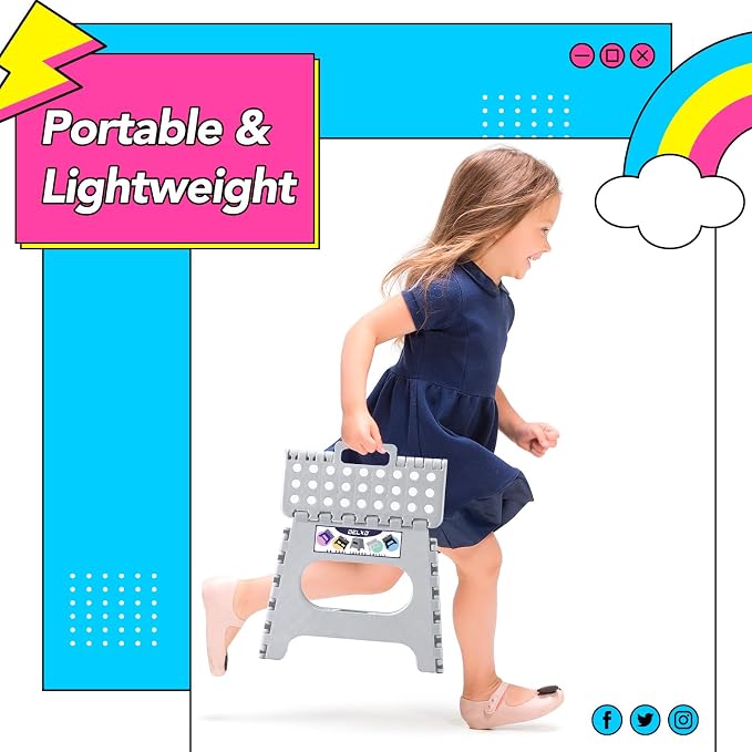 Delxo Folding Step Stool, 11 inch Non-Slip Foldable Stools - Image 6