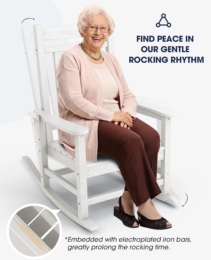 KINGYES HDPE Rocking Chairs Outdoor, Patio Rocking Chairs - Image 6