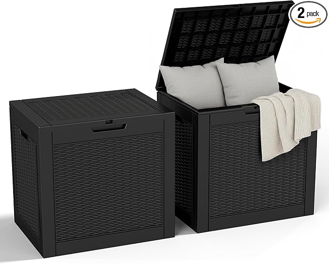 32 Gallon Outdoor Storage Box, Large Resin Deck Box by Unknown
