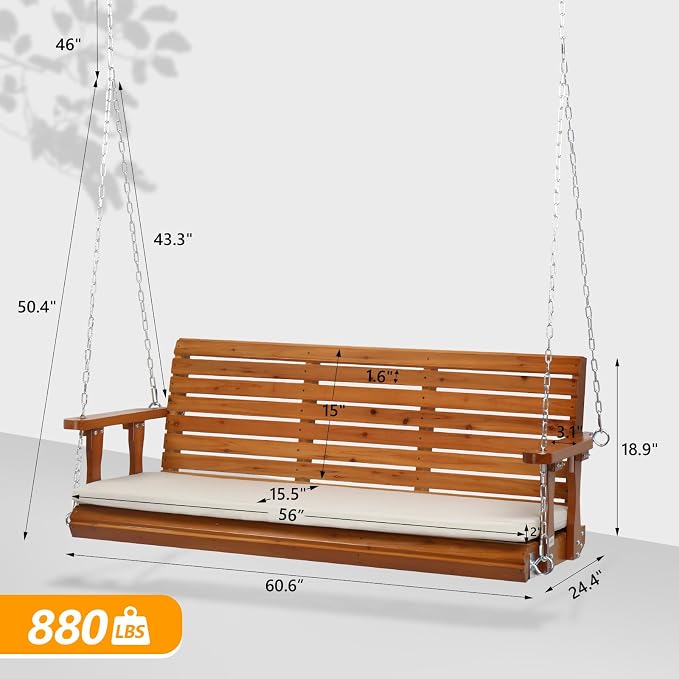 VINGLI 5 FT Outdoor Porch Swing - Image 5