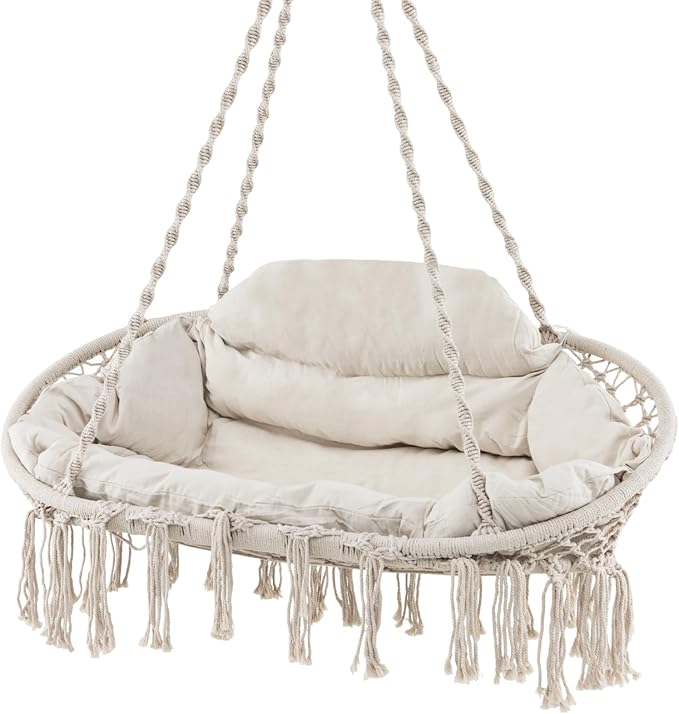 Tangkula 2-Person Hanging Hammock Chair, Boho Style Macrame Hammock Swing by TANGKULA