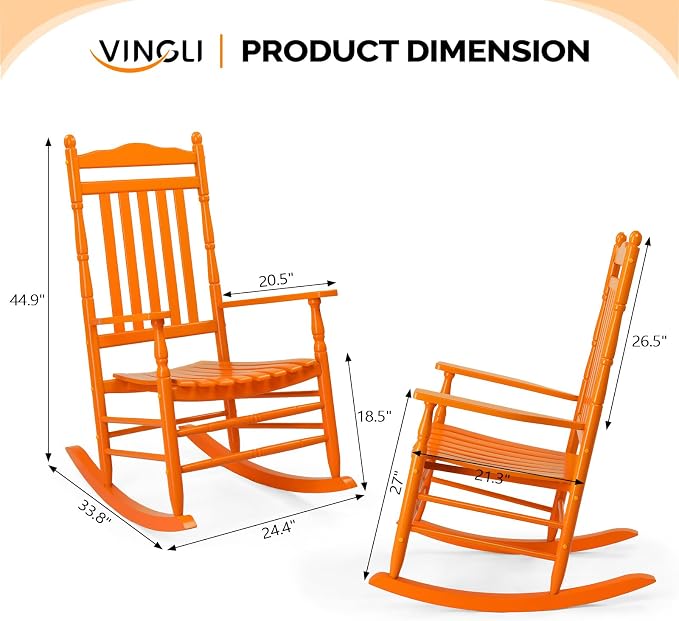 VINGLI Wooden Rocking Chair, Outdoor Chair - Image 3