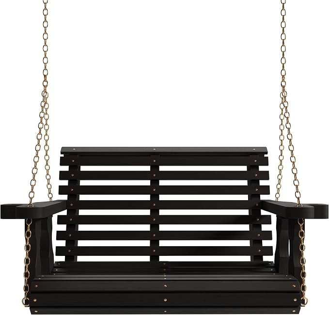 Amish Casual Roll Back Swing, Semi-Solid Black Stain, - Image 2
