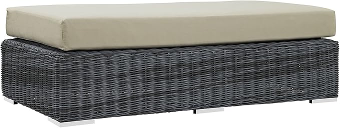 Modway Summon Wicker Rattan Outdoor Patio Sunbrella® Fabric Rectangle Ottoman by Modway
