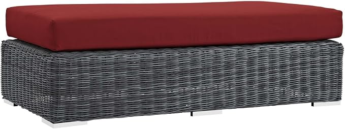 Modway Summon Wicker Rattan Outdoor Patio Sunbrella® Fabric Rectangle Ottoman by Modway